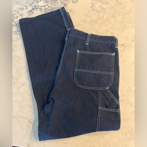 Vintage Roebucks Carpenter Jeans 40x30 Relaxed Fit Blue Dark Wash Denim EUC - Picture 1 of 8